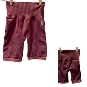 FREE PEOPLE Good Karma Maroon Biker Shorts